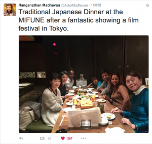 マーダヴァン氏のツイッター公式アカウントより